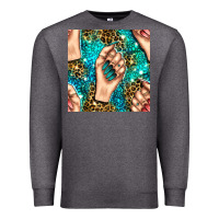 Charcoal Heather nail art with leopard and turquoise  gemstone seamless pattern bbs Premium Sweatshirt - BundleAndBundleShop