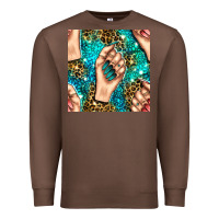 Chestnut nail art with leopard and turquoise  gemstone seamless pattern bbs Premium Sweatshirt - BundleAndBundleShop