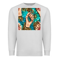 Dove Grey nail art with leopard and turquoise  gemstone seamless pattern bbs Premium Sweatshirt - BundleAndBundleShop