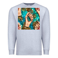Heather Grey nail art with leopard and turquoise  gemstone seamless pattern bbs Premium Sweatshirt - BundleAndBundleShop