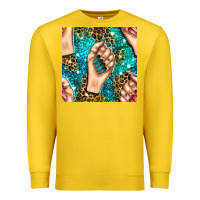 Lemon nail art with leopard and turquoise  gemstone seamless pattern bbs Premium Sweatshirt - BundleAndBundleShop