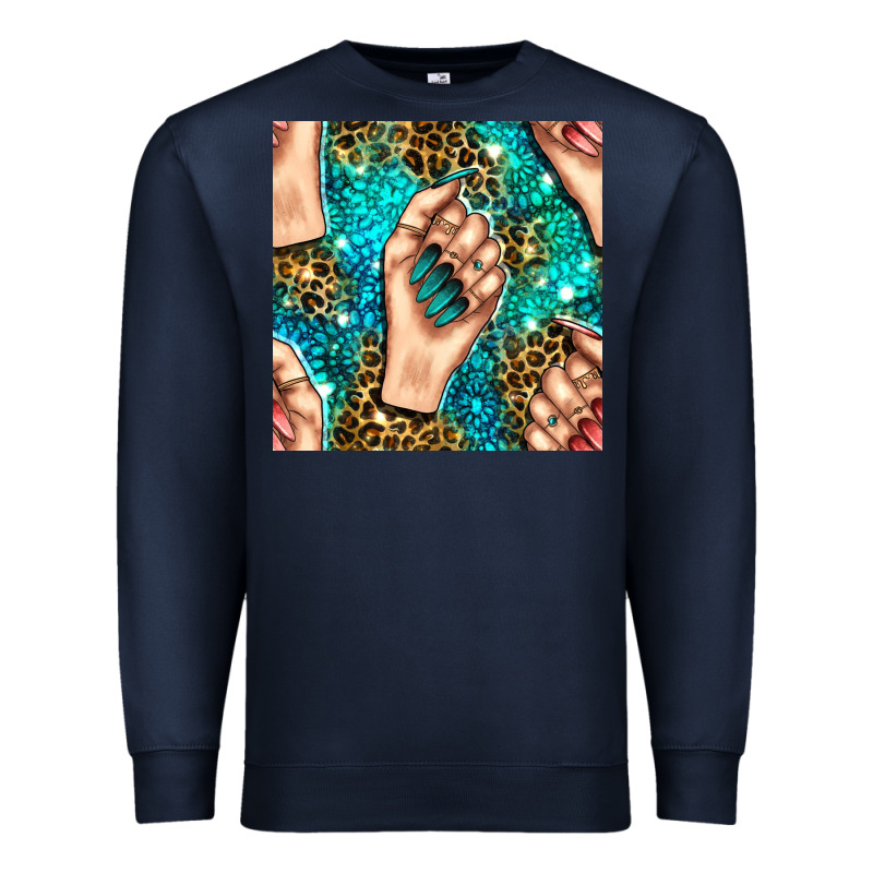 Nail Art With Leopard And Turquoise  Gemstone Seamless Pattern Bbs Premium Sweatshirt by BundleAndBundleShop | Teevron
