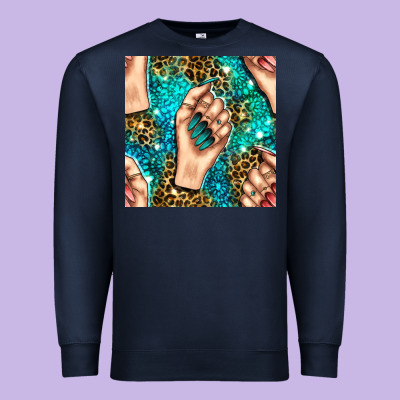 Nail Art With Leopard And Turquoise  Gemstone Seamless Pattern Bbs Premium Sweatshirt Designed By Bundleandbundleshop