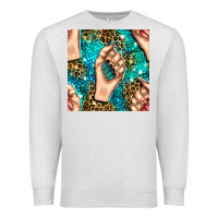 Oatmeal Heather nail art with leopard and turquoise  gemstone seamless pattern bbs Premium Sweatshirt - BundleAndBundleShop