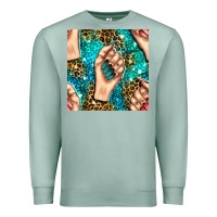 Seafoam nail art with leopard and turquoise  gemstone seamless pattern bbs Premium Sweatshirt - BundleAndBundleShop