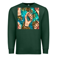 Sports Green nail art with leopard and turquoise  gemstone seamless pattern bbs Premium Sweatshirt - BundleAndBundleShop