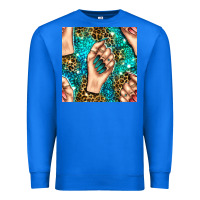 True Royal nail art with leopard and turquoise  gemstone seamless pattern bbs Premium Sweatshirt - BundleAndBundleShop