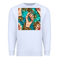 White nail art with leopard and turquoise  gemstone seamless pattern bbs Premium Sweatshirt - BundleAndBundleShop