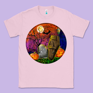 Halloween Round Classic Tee Designed By Bundleandbundleshop