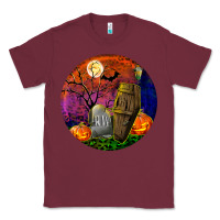 Burgundy halloween round Classic Tee - BundleAndBundleShop