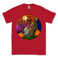 Red halloween round Classic Tee - BundleAndBundleShop