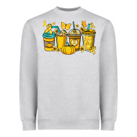 Heather Grey Childhood Cancer coffee cups yellow ribbon Heavyweight Sweatshirt - NancyCooperArtShop
