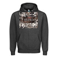 Charcoal Heather mama cowhide cowgirl Zipper Hoodie - CowGirlArtShop
