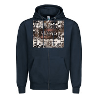 Navy mama cowhide cowgirl Zipper Hoodie - CowGirlArtShop