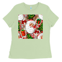 Matcha Christmas Santa Claus and gift box Ladies Tee - NancyCooperArtShop