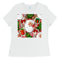 White Christmas Santa Claus and gift box Ladies Tee - NancyCooperArtShop