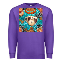 Purple dog coffee cups and food container with cowhide seamless pattern bbs Premium Sweatshirt - BundleAndBundleShop