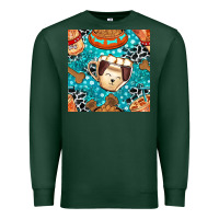 Sports Green dog coffee cups and food container with cowhide seamless pattern bbs Premium Sweatshirt - BundleAndBundleShop