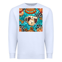 White dog coffee cups and food container with cowhide seamless pattern bbs Premium Sweatshirt - BundleAndBundleShop