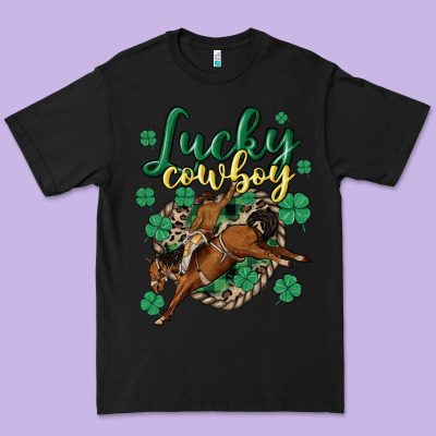 Lucky Cowboy Premium Tee Designed By Maliassmallbusiness