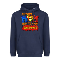 Navy Autism mom what's your superpower Mother's Day Heavyweight Hoodie - FaDigitalArtStudio