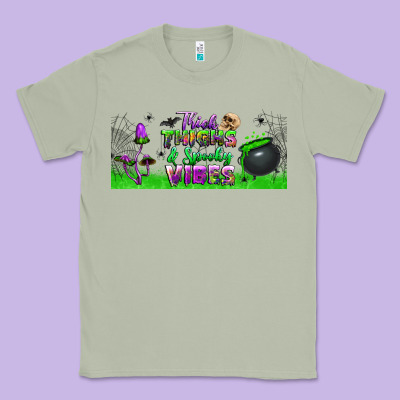 Thick Thighs And Spooky Vibes Libbey Glass Classic Tee Designed By Bundleandbundleshop