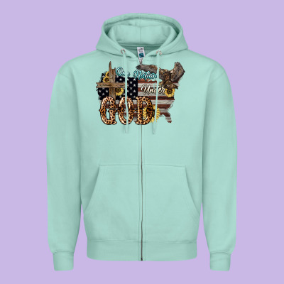 One Nation Under God 4th Of July Zipper Hoodie Designed By Howdyjamesfarm