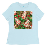 Baby Blue Christmas tree cakes Ladies Tee - NancyCooperArtShop