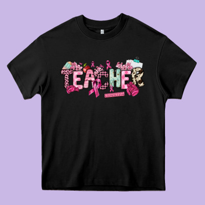 Cancer Awareness Teacher Heavy Core Tee Designed By Nancycooperartshop