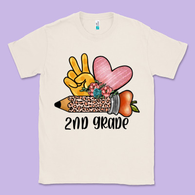 Peace Love 2nd Grade Classic Tee Designed By Jahusdesignshop