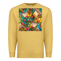 Antique Gold honey and bee coffee cup with flowers and leopard seamless pattern bbs Premium Sweatshirt - BundleAndBundleShop
