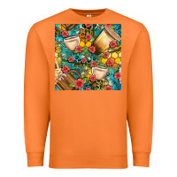 Carrot honey and bee coffee cup with flowers and leopard seamless pattern bbs Premium Sweatshirt - BundleAndBundleShop