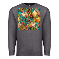 Charcoal Heather honey and bee coffee cup with flowers and leopard seamless pattern bbs Premium Sweatshirt - BundleAndBundleShop