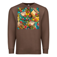 Chestnut honey and bee coffee cup with flowers and leopard seamless pattern bbs Premium Sweatshirt - BundleAndBundleShop
