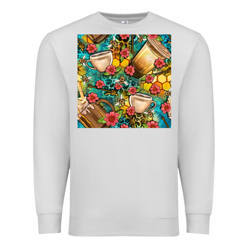 Honey And Bee Coffee Cup With Flowers And Leopard Seamless Pattern Bbs Premium Sweatshirt by BundleAndBundleShop | Teevron