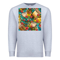 Heather Grey honey and bee coffee cup with flowers and leopard seamless pattern bbs Premium Sweatshirt - BundleAndBundleShop