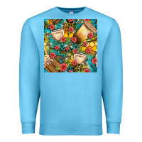 Ocean Blue honey and bee coffee cup with flowers and leopard seamless pattern bbs Premium Sweatshirt - BundleAndBundleShop
