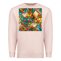 Pale Pink honey and bee coffee cup with flowers and leopard seamless pattern bbs Premium Sweatshirt - BundleAndBundleShop