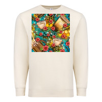 Sandshell honey and bee coffee cup with flowers and leopard seamless pattern bbs Premium Sweatshirt - BundleAndBundleShop