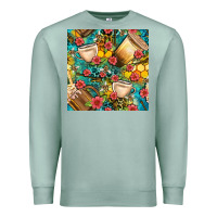 Seafoam honey and bee coffee cup with flowers and leopard seamless pattern bbs Premium Sweatshirt - BundleAndBundleShop
