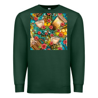 Sports Green honey and bee coffee cup with flowers and leopard seamless pattern bbs Premium Sweatshirt - BundleAndBundleShop
