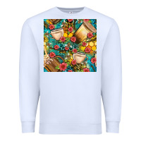 White honey and bee coffee cup with flowers and leopard seamless pattern bbs Premium Sweatshirt - BundleAndBundleShop