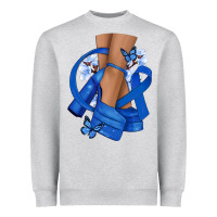 Heather Grey Colon Cancer diva blue ribbon Heavyweight Sweatshirt - NancyCooperArtShop