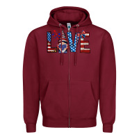 Burgundy 4th Of July love gnome Zipper Hoodie - HowdyJamesFarm