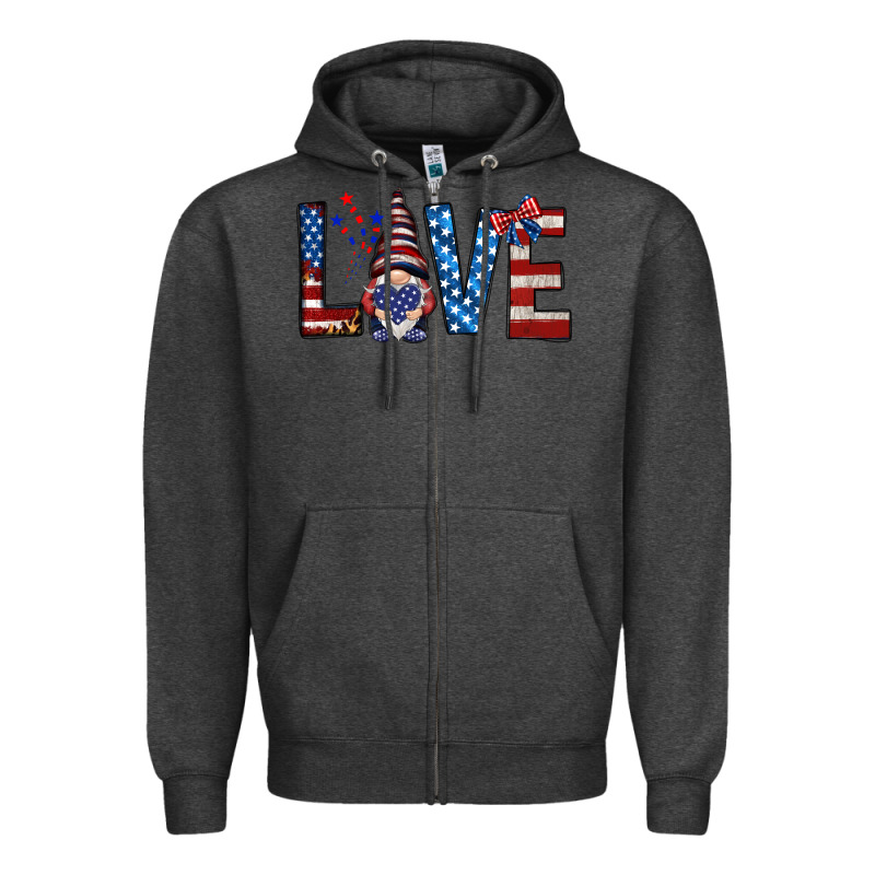 4th Of July Love Gnome Zipper Hoodie by HowdyJamesFarm | Teevron