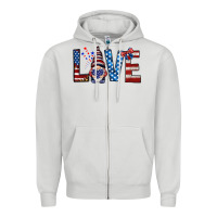 Dove Grey 4th Of July love gnome Zipper Hoodie - HowdyJamesFarm
