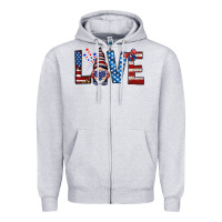 Heather Grey 4th Of July love gnome Zipper Hoodie - HowdyJamesFarm