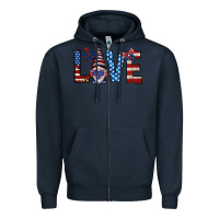 Navy 4th Of July love gnome Zipper Hoodie - HowdyJamesFarm
