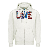 Oatmeal Heather 4th Of July love gnome Zipper Hoodie - HowdyJamesFarm