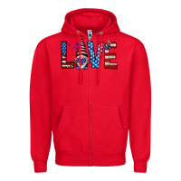 Red 4th Of July love gnome Zipper Hoodie - HowdyJamesFarm